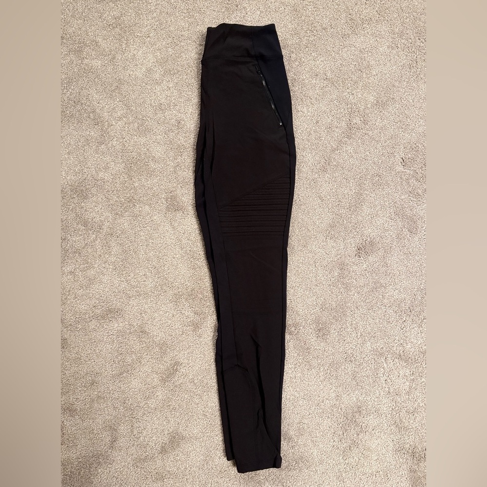 ATHLETA. Black Moto Leggings. 6Tall